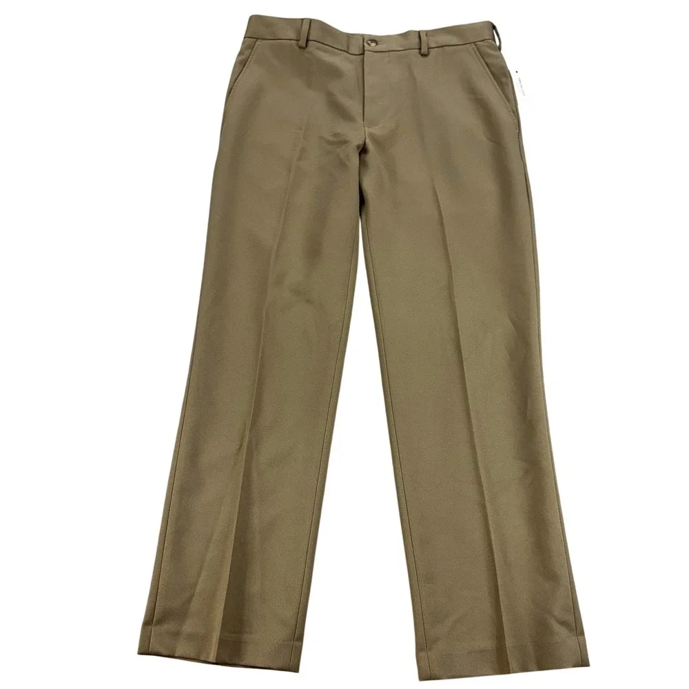 Van Heusen Traveler Dress Pants Mens 32x29 Beige Non Iron Microfiber NEW $60